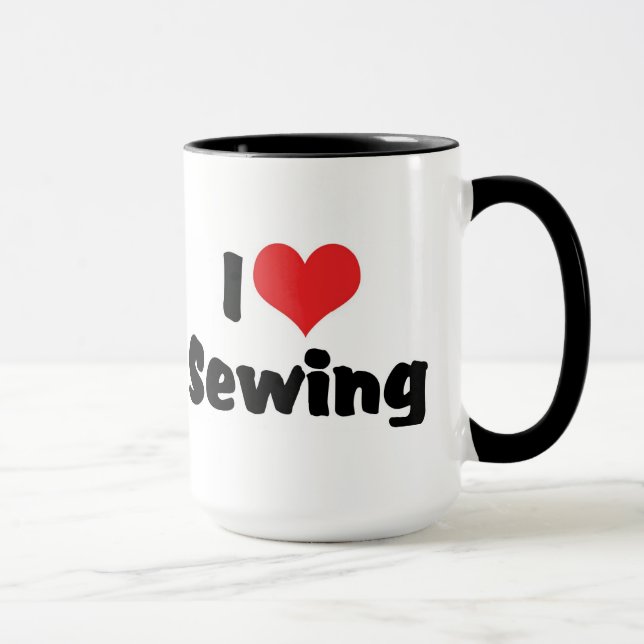 Caneca Eu Amo Coração de Costura (Direita)