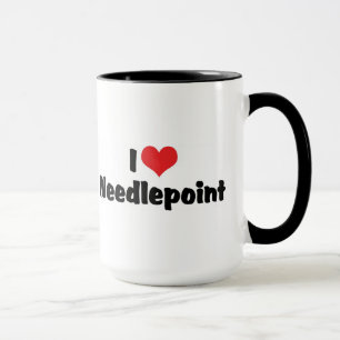 Caneca Eu Amo Coração de Ponto Cruz