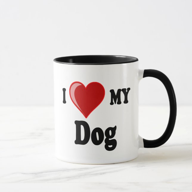 Caneca Eu amo (coração) meu cão (Direita)