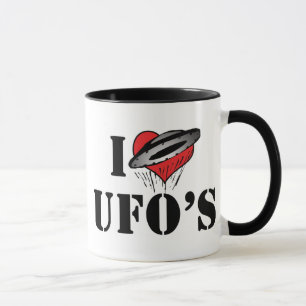 Caneca Eu Amo Coração Óvnis - Área 51 Amante de Alienígen