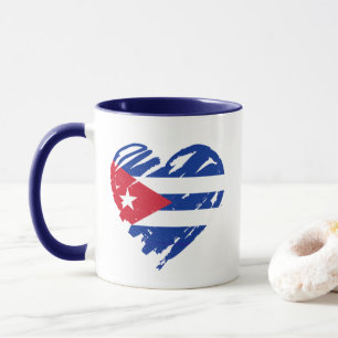 Caneca Eu amo Cuba - Bandeira Cubana Heart