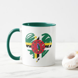 Caneca Eu amo Dominica - Bandeira Dominicana Heart