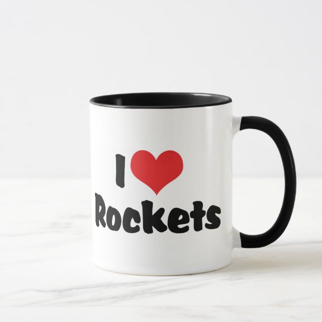 Caneca Eu Amo Foguetes do Coração - Exploração Espacial (Direita)