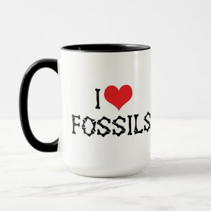 Caneca Eu Amo Fósseis de Coração - Caçador de Fósseis de
