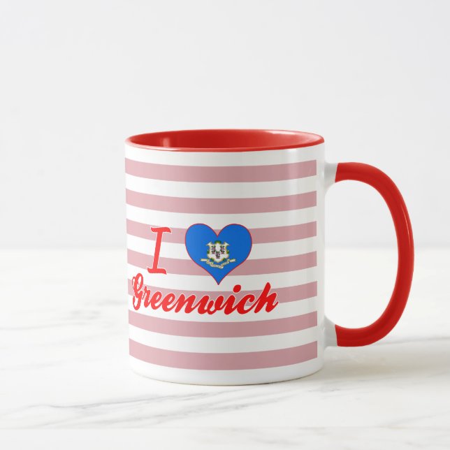 Caneca Eu amo Greenwich, Connecticut (Direita)