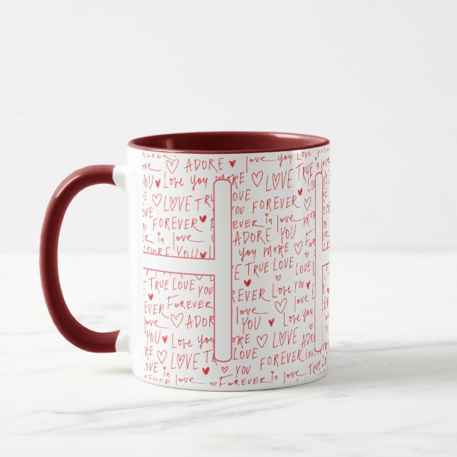 Caneca Eu Amo H Você — Inicial Personalizada “H” Romântic (Esquerda)