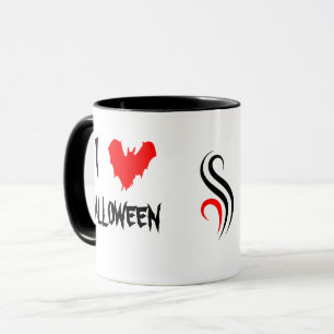 Caneca Eu Amo Halloween E Café Negro Costume Engraçado