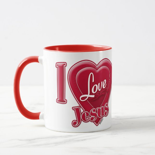 Caneca Eu Amo Jesus Coração Vermelho (Esquerda)