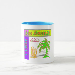 Caneca "Eu amo Los Angeles" Sun Palm Tree & Surfer #2 Cup