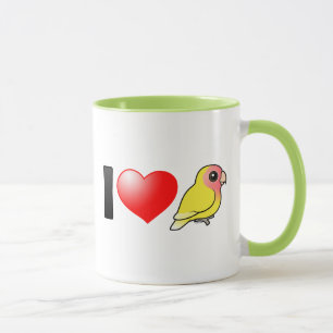 Caneca Eu amo Lovebirds Pêssego-enfrentados Lutino