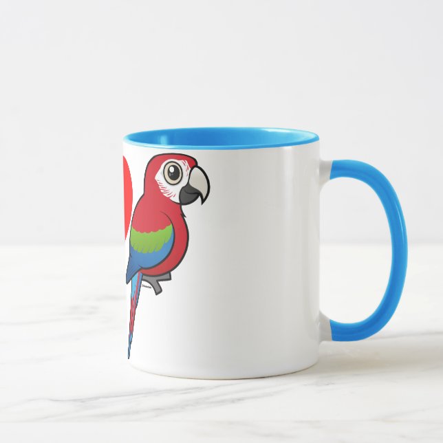 Caneca Eu amo Macaws Verde-voados (Direita)