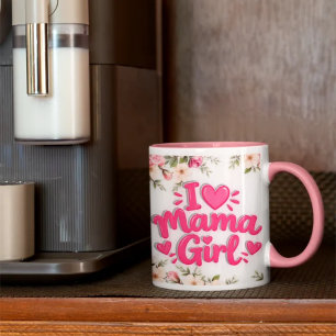 Caneca Eu Amo Mama Menina Rosa Presente para Menina Bebê