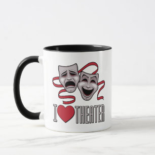 Caneca Eu Amo Máscaras de Comédia e Tragédia do Teatro