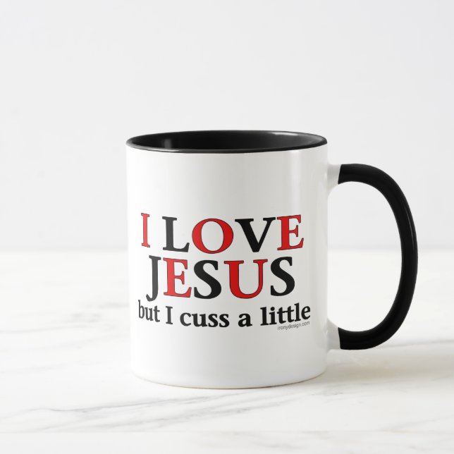 Caneca Eu amo-me Jesus [mas cuss um pouco] (Direita)