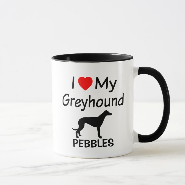 Caneca Eu Amo Meu Cachorro De Greyhound (Direita)