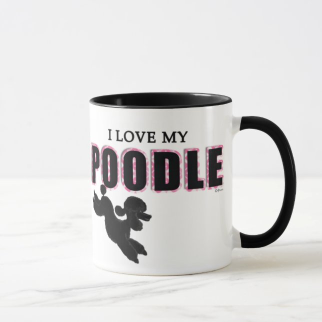 Caneca Eu Amo Meu Poodle Negro (Direita)