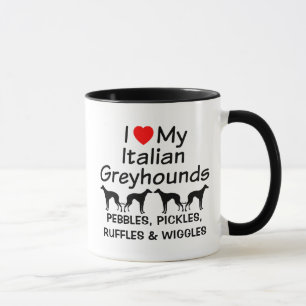 Caneca Eu Amo Meu Quatro Greyhounds Mug Italiano