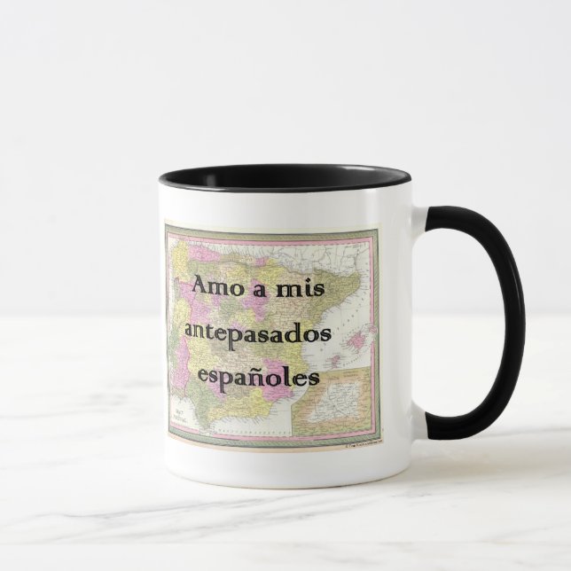 Caneca Eu Amo Meus Ancestrais Espanhóis | Mug personaliza (Direita)