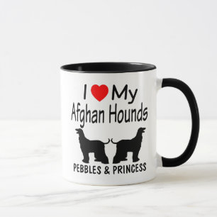Caneca Eu Amo Meus Dois Cachorros Afegãos