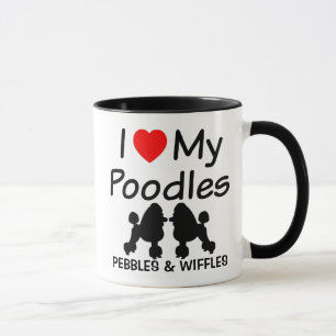 Caneca Eu Amo Meus Dois Cachorros De Poodle