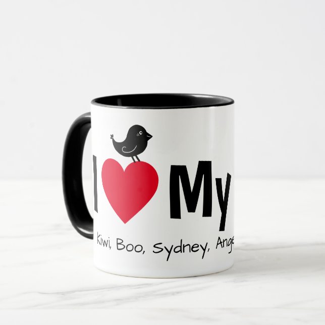 Caneca Eu Amo Meus Fids Canário Passarinho (Frente Esquerda)