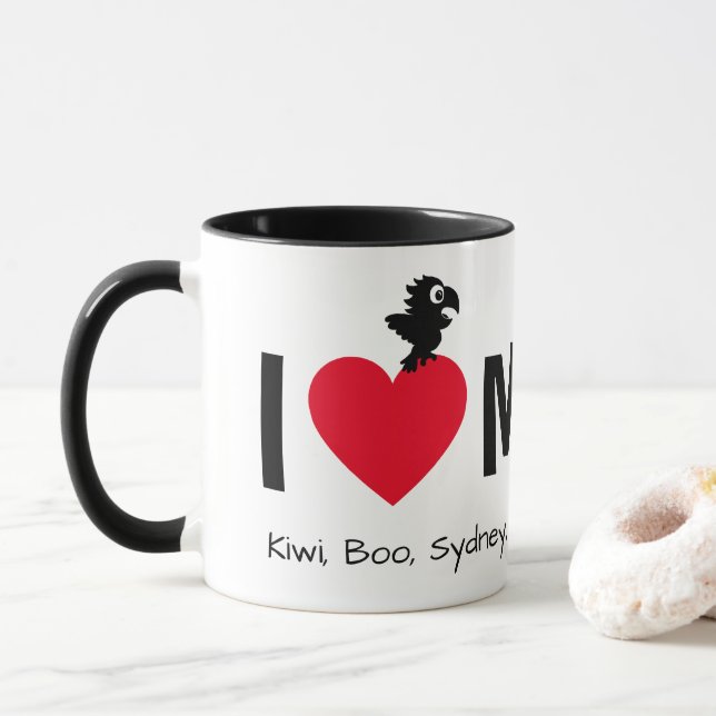 Caneca Eu Amo Meus Fids Papagaio Kids (Com Donut)