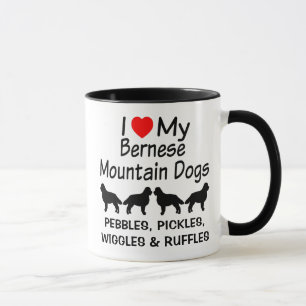 Caneca Eu Amo Meus Quatro Cães De Montanha Berneses Mug