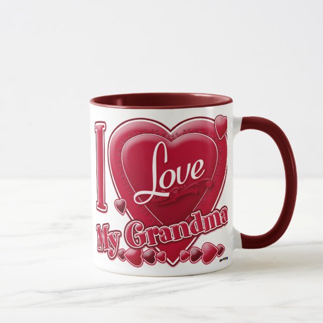 Caneca Eu amo minha avó vermelha - coração (Direita)