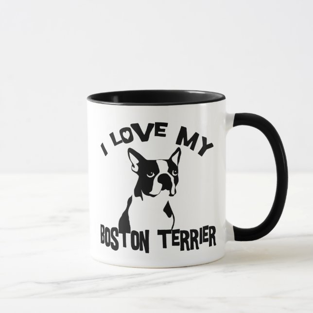 Caneca Eu amo minha Boston Terrier (Direita)