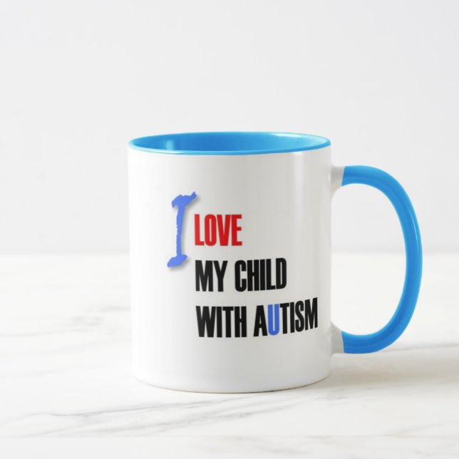 Caneca Eu amo minha criança com autismo - perito em (Direita)