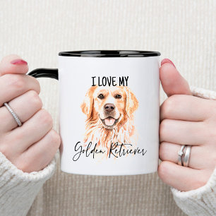 Caneca Eu Amo Minha Escritura De Retriever Ouro