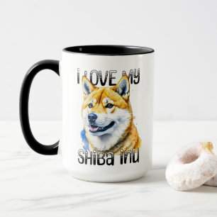 Caneca Eu Amo Minha Shiba Inu   Proprietário do cão