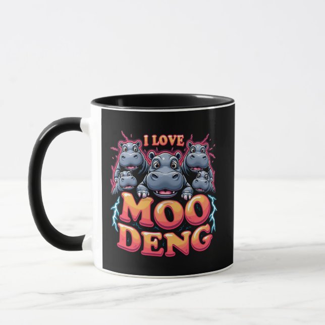 Caneca Eu Amo Moo Deng Baby Hippo Amantes (Esquerda)