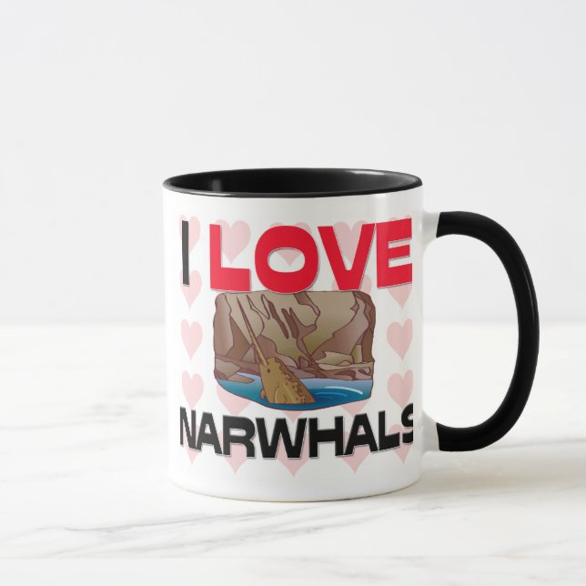 Caneca Eu amo Narwhals (Direita)