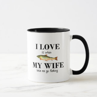 Caneca Eu amo-o quando minha esposa me deixa ir pescar!