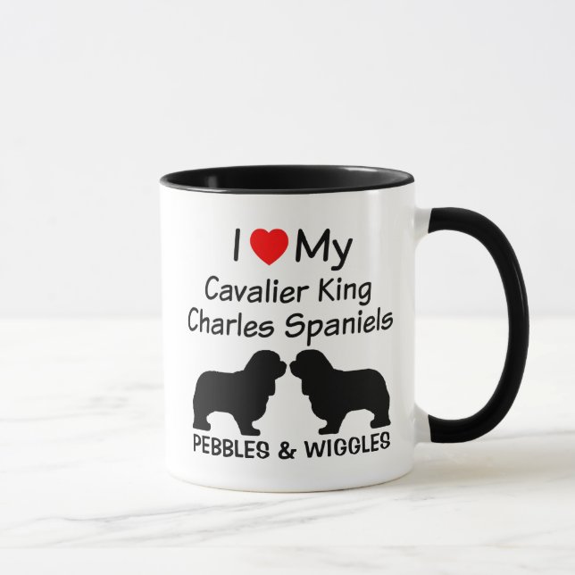 Caneca Eu Amo Os Meus Dois Cavalier Rei Charles Spaniel D (Direita)