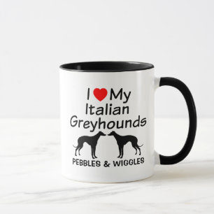 Caneca Eu Amo Os Meus Dois Greyhounds Mug Italiano