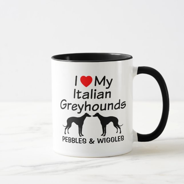 Caneca Eu Amo Os Meus Dois Greyhounds Mug Italiano (Direita)