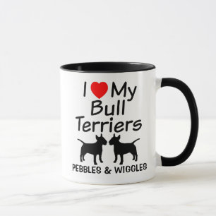 Caneca Eu Amo Os Meus Dois Touro Terrier Cães Mug