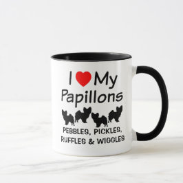 Caneca Eu Amo Os Meus Quatro Cachorros De Papillon