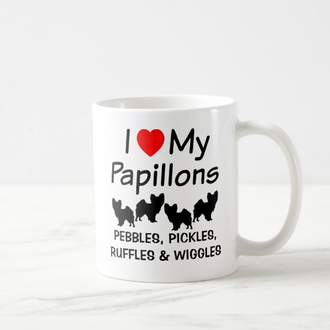 Caneca Eu Amo Os Meus Quatro Cachorros De Papillon (Direita)