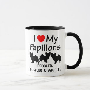 Caneca Eu Amo Os Meus Três Caninos De Papillon