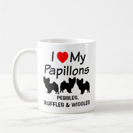 Caneca Eu Amo Os Meus Três Caninos De Papillon