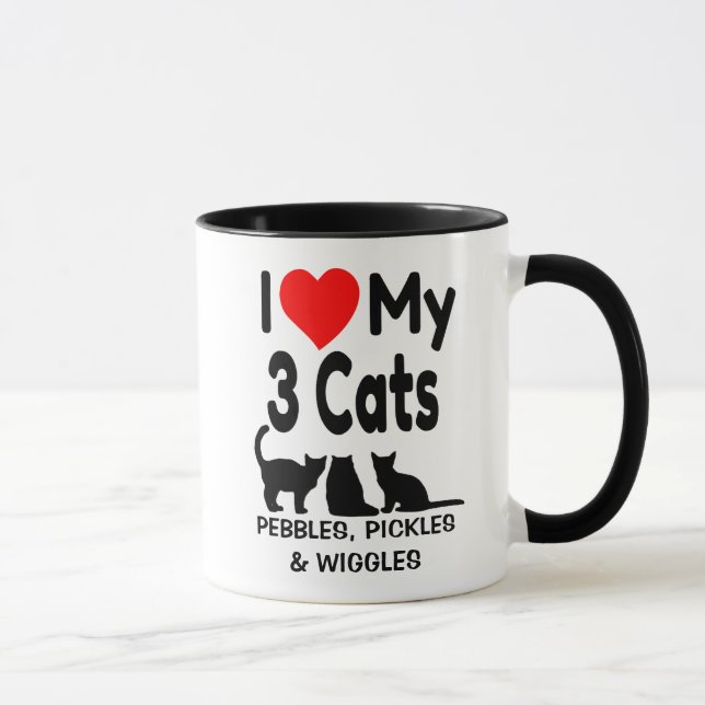 Caneca Eu Amo Os Meus Três Gatos (Direita)