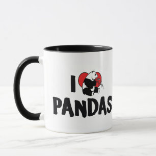 Caneca Eu Amo Pandas Coração - Amante de Panda