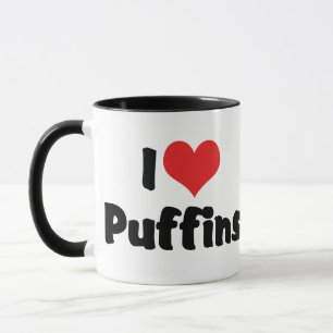 Caneca Eu Amo Puffins de Coração