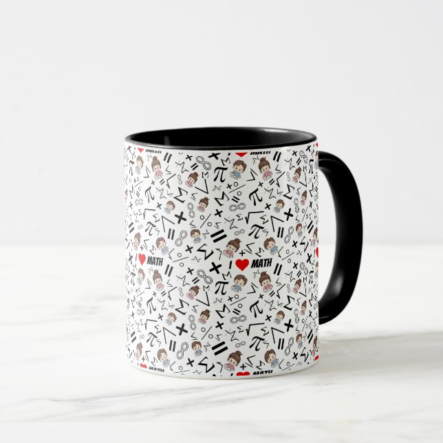 Caneca Eu Amo Símbolos Matemáticos (Frente Esquerda)