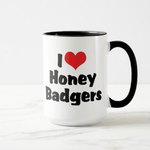 Caneca Eu Amo Texugos Mel Coracao