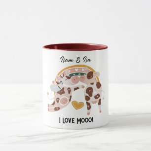 Caneca Eu Amo Uma Vaca Mooo Bonita Personalizada Dando-Lh