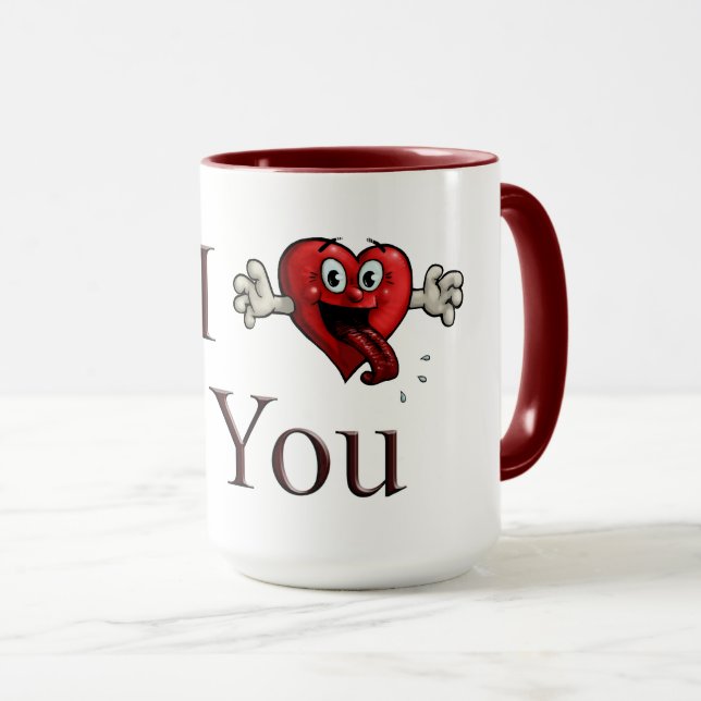 Caneca Eu Amo Você coração bobo (Frente Esquerda)